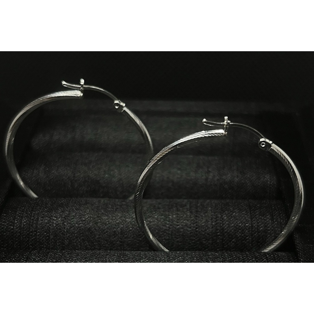 Argollas de Plata 925 con Textura, 925 Sterling Silver Textured Hoop Earrings - Picture 1 of 6
